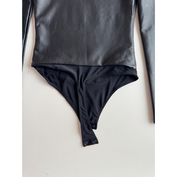 NWOT Aritzia TEN by BABATON Glamour Black Faux Leather Bodysuit, Size 2XS - Picture 5 of 15